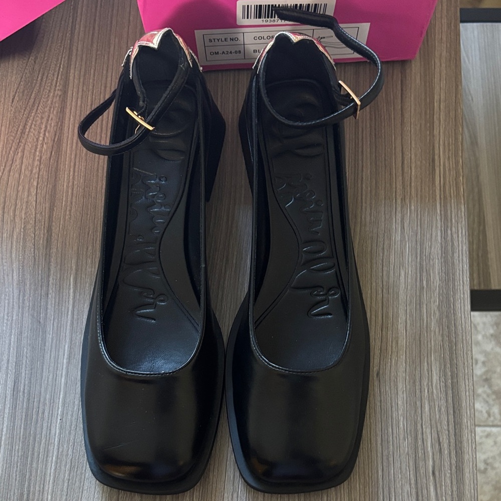 Olivia Miller Black Ankle Strap Heels